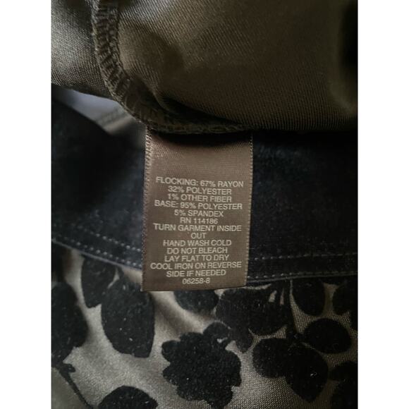 Vintage Liz Claiborne Floral Velvet Burnout Straight Leg Pant Small Black Y2K - Picture 8 of 10